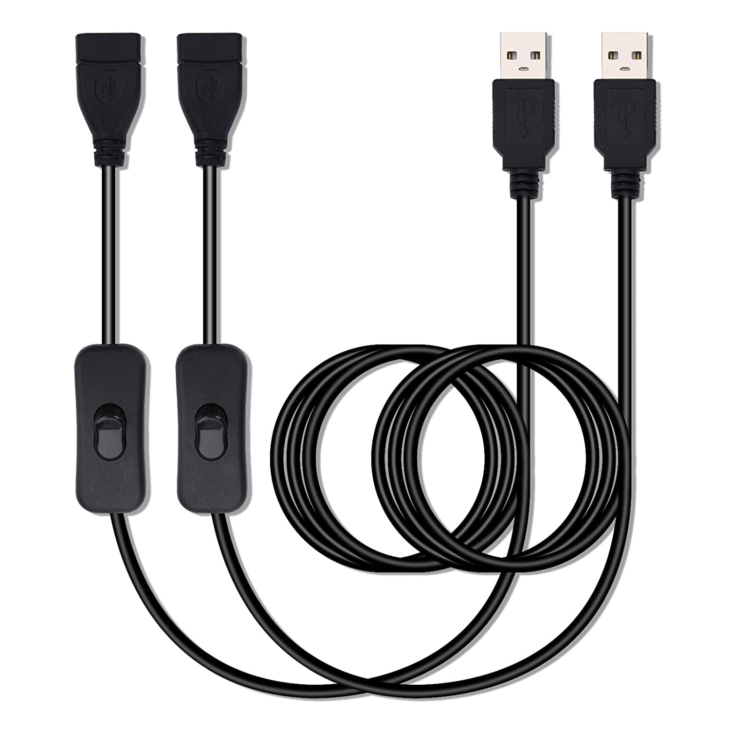 USB Switch Extension Cable(2 Pack),Male to Female Extender with On/Off ...