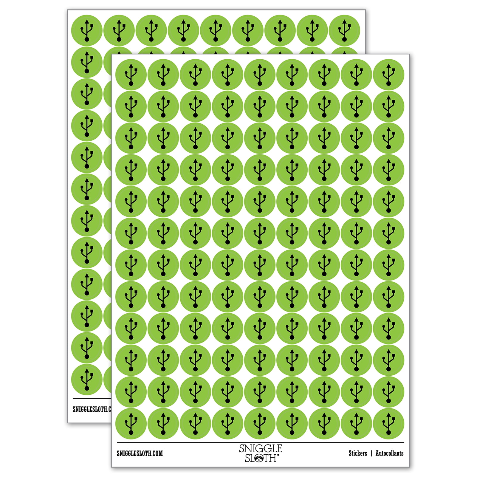 USB Symbol 200+ Round Stickers - Light Green - Gloss Finish - 0.50 ...
