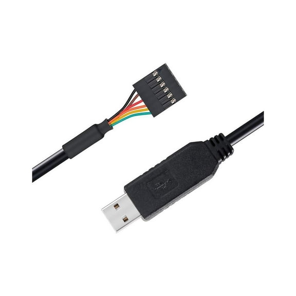 USB to TTL Serial 5V Adapter Cable with FTDI FT232RL Chip 6 Pin 0.1 inch Pitch Female Socket Header UART IC Windows 11 10 8 7 Linux MAC OS (6ft, Black)
