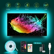 USB TV LED Backlight Work with Alexa,12.4Ft RGBW TV Led Light Strip for 32 to 55inch Music Sync to Color Changing 6500K Bias Lighting,APP Control for HDTV Computer Gaming (Only Supports 2.4 GHz WiFi)