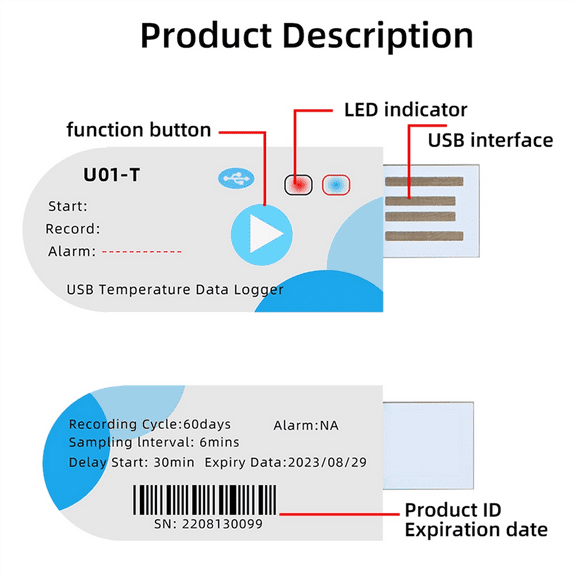 USB Temperature Data Logger Temperature Recorder