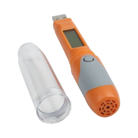 USB Temperature And Humidity Data Logger, IP67 Waterproof Pen-Style Recorder With LCD Display For Cold Chain, Pharmaceuticals, Labs; -30C To +70C Range