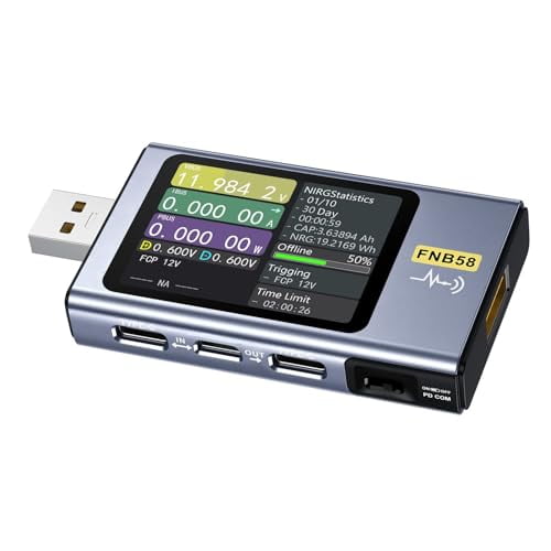 USB Tester, FNB58 Type C Voltmeter Ammeter 2.0 Inch LCD Digital USB Power Meter with BT$$Tools & Hardware Other