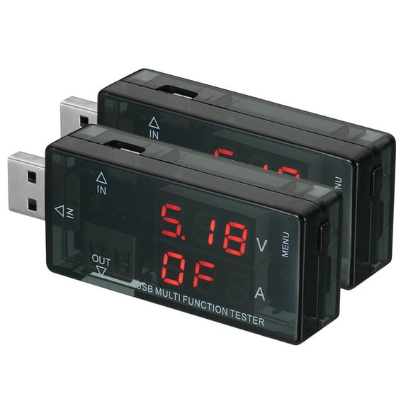 USB Tester, Micro USB Power Meter Voltage Current Tester 2 in 1 Timed Shutdown 4-30V 0-3A Voltmeter for Cable, 2pcs