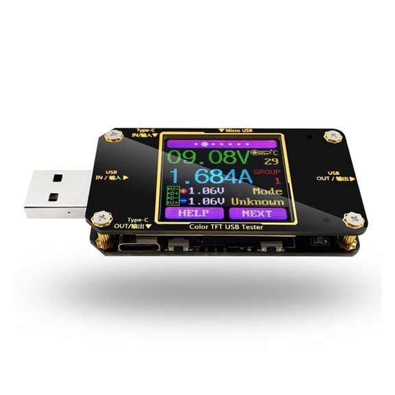 USB Tester TFT DC Digital Voltmeter Current Voltage Meter Volt Amp Ammeter Detector Power Bank Charger Indicator + PD3.0 Trigger ,Easy to Operate