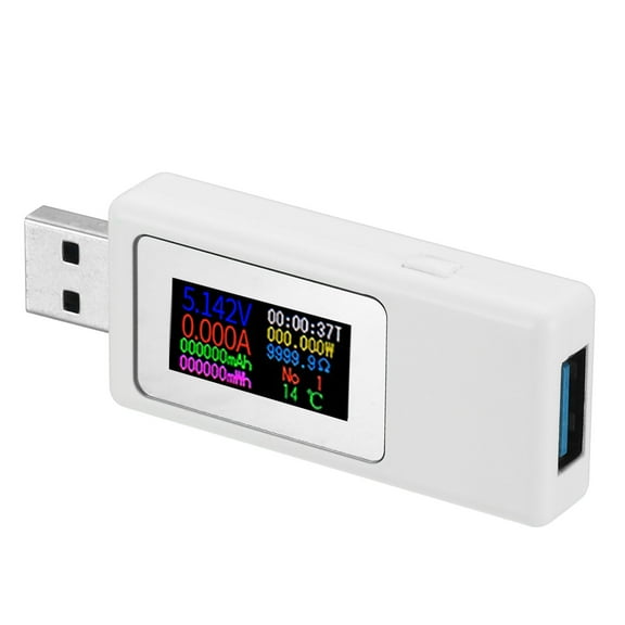 USB Tester,USB Power Meter Voltage Current Tester Timed Shutdown 4-30V 0-5A 0-150W Voltmeter for Charger Cable, White