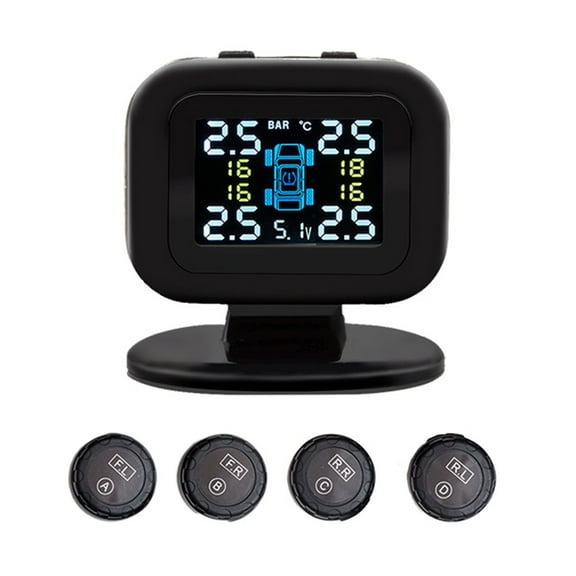 USB Tire Pressure Monitoring System LCD Display Wireless TPMS for Mini Car IP67 Waterproof External Sensors Wide Temperature Range Center Console Installation