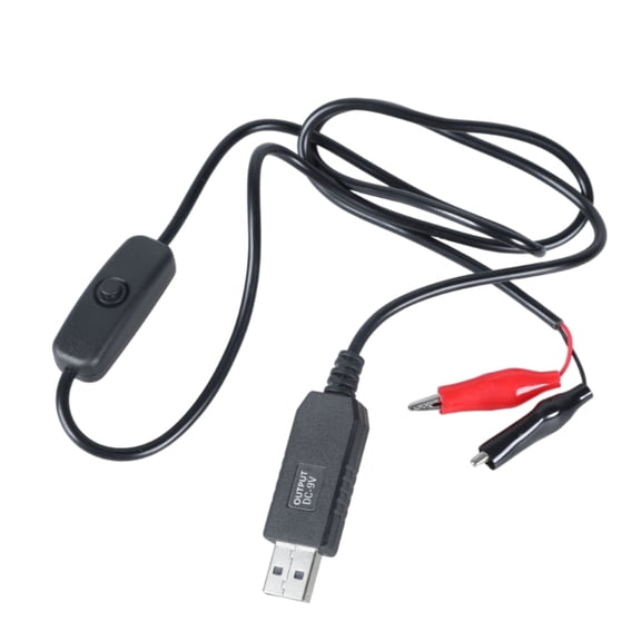 USB To 9V Alligators Clips Cable Voltages Step Up Power Supply Cord with Switching For 9V Meter Remote Small Electronics