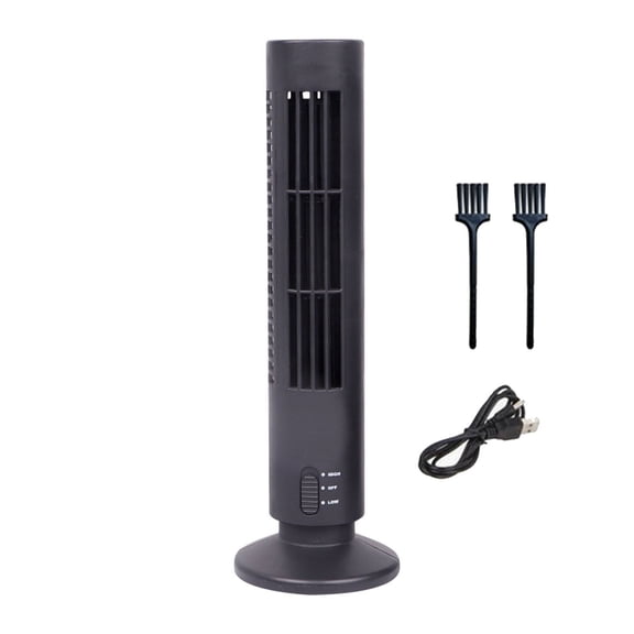 USB Tower Fan, Mini Bladeless Tower Fan with Two Brushes, Portable Desk Fan for Home Office, Quiet Personal Cooling Fan, USB Powered Compact Tower Fan, Small Indoor Fan, Dorm Room Use