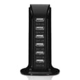 thumbnail image 1 of USB Tower Power Adapter 6-Port Smart IC Tech Charging Station with Quick Charge 2.1 for Phone, Tablets, and More (Black), 1 of 12