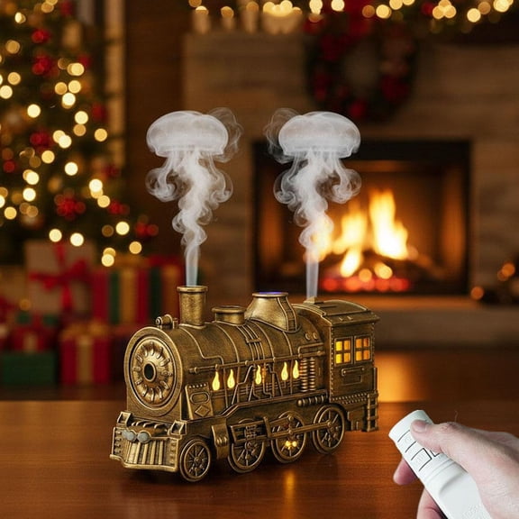 USB Train Humidifier 300ml, Train-Shaped Essential Oil Diffuser with Quiet Cool Mist, 2 Lighting & 2 Mist Modes, Aromatherapy Night Light for Bedroom Office Home