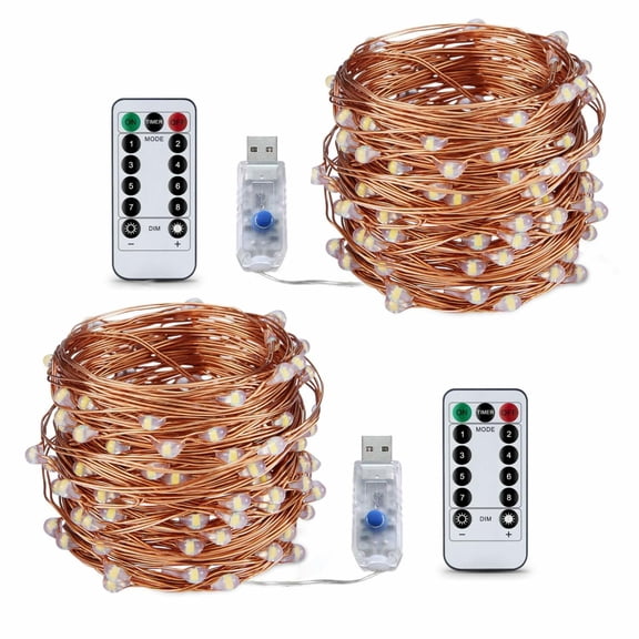 USB Twinkle LED String Fairy Lights 5-20M 50/100/200LED Copper Wire Party Remote
