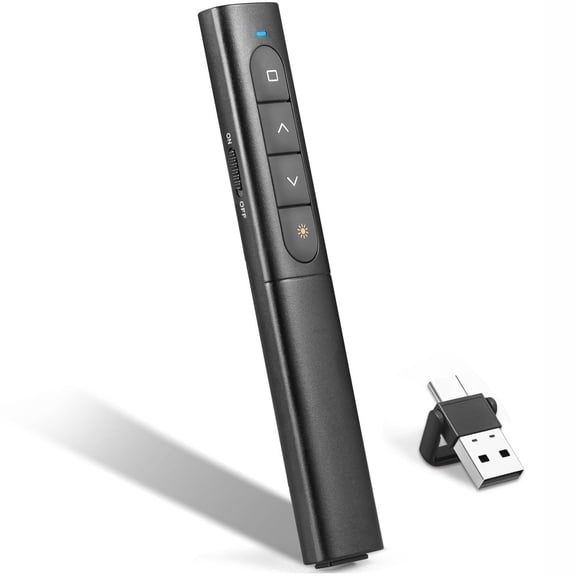 USB/Type-C 2 in 1 Powerpoint Clicker Rechargeable Presentation Clicker, Hyperlink Volume PPT Wirless Presenter Pointer Presentation Remote Slide Clicker for Mac iPad Computer Laptop