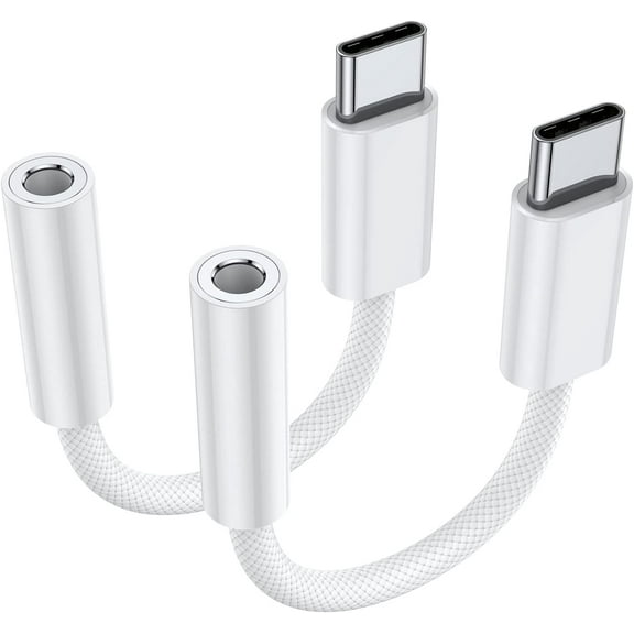 USB Type C to 3.5mm Female Headphone Jack Adapter (2-Pack), Aux Audio Dongle Cable Cord for iPhone 17 Air 16 15 Pro Max, Galaxy S23 S24 S25 Ultra, iPad Pro, MacBook, Pixel 9 8