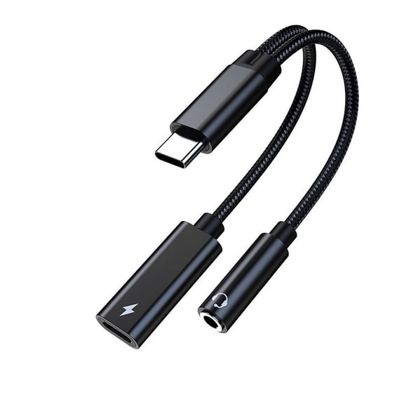 USB Type C to 3.5mm Headphone and Charger Adapter,2-in-1 USB C to Aux Audio Jack Hi-Res DAC and Fast Charging Dongle Cable Cord Compatible with Pixel 4 3 XL, Galaxy S21 S20 S20+ Plus Note 20 (Black)