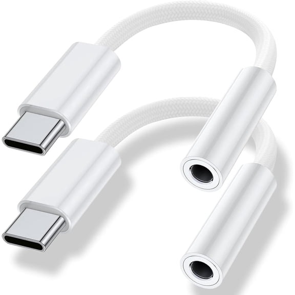 USB Type C to 3.5mm Headphone Jack Adapter (2-Pack), USB C to Aux Audio Dongle Cable for iPhone 17 Pro Max/17 Pro, 16/15 Pro Max, 16/15 Pro, iPad Pro, MacBook Samsung Galaxy S24 S23 S22 S21 Pixel 9 8