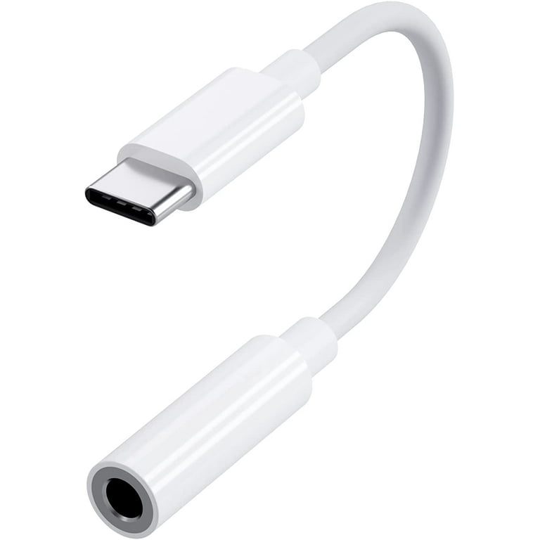 USB Type C to 3.5mm Headphone Jack Adapter,USB Type C Aux 3.5mm Earphone  Audio Jack Splitter for Google Pixel 6/5/4,Samsung Galaxy,HTC U11,Huawei  P30-(White) 