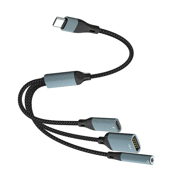USB Type C 3 in 1 Hubs Cable 3.5mm Sound PD60W Quick Charging OTG Data Connection