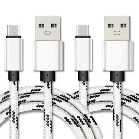 USB Type-C to A Cable 2pack 10ft Braided Fast Charging 3A Quick Charger Cord, 10 Foot Compatible with iPhone 16/15, Samsung Galaxy S25 S24 S23 S22 S21 S20 S10 S9 S8, Note 20 10 9 8, LG V50 V40 G8 G7