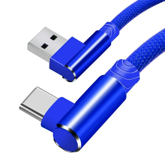 USB Type C Cable, 3 Feet Right Angle 90 Degree Nylon Braided Charger Cable Fast Charging and Data Sync Cord for Samsung Galaxy S10/S10E/S10+, S9/S9+, Note10 9/8, Google Pixel XL, LG G5 G6 V20 Pixel XL
