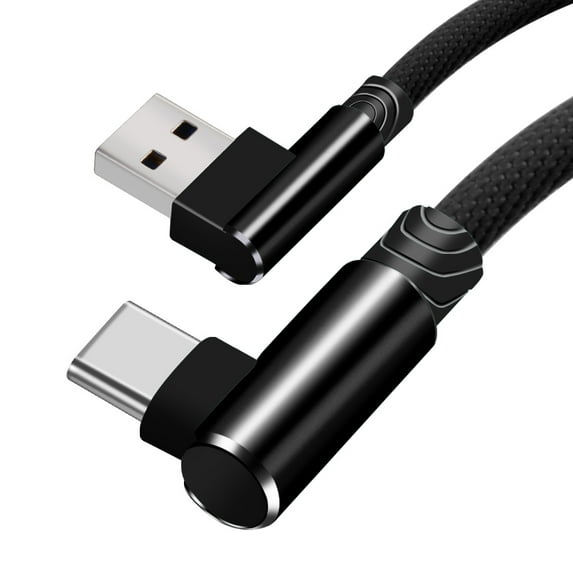 USB Type C Cable, 3 Feet Right Angle 90 Degree Nylon Braided Charger Cable Fast Charging and Data Sync Cord for Samsung Galaxy S10/S10E/S10+, S9/S9+, Note10 9/8, Google Pixel XL, LG G5 G6 V20 Pixel XL