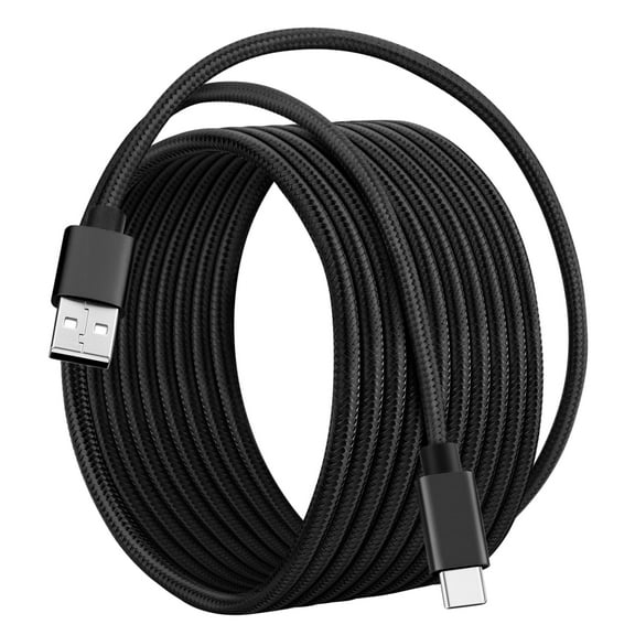 ROFAY 15FT USB Type C Cable, 3A Fast Charge, Nylon Braided, Compatible with Galaxy S22/S21/S20, Pixel, PS5, Black