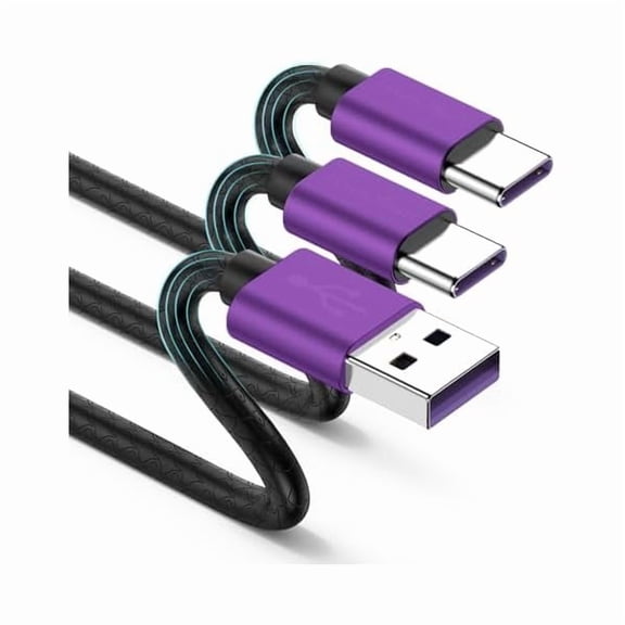 USB Type C Cable 6ft, [2 Pack] USB A 2.0 to USB-C Fast Charger Durable TPE Cord Compatible with Samsung Galaxy A10/A20/A51/S10/S9/S8 Plus/Note 9/8,LG V50 V40 G8 G7 Thinq-Purple