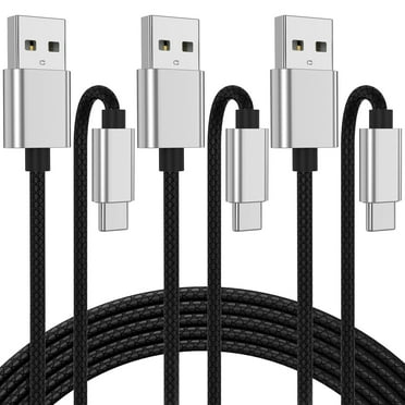 Cionum USB Type C Cable 6ft USB Type A to USB Type C 3-Pack with Welcome guide, Silver, New, 3 Count