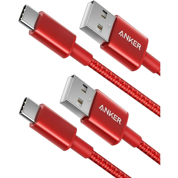 USB Type C Cable, Anker [2-Pack 3ft] Premium Nylon USB-C to USB-A Fast Charging Type C Cable(Red)