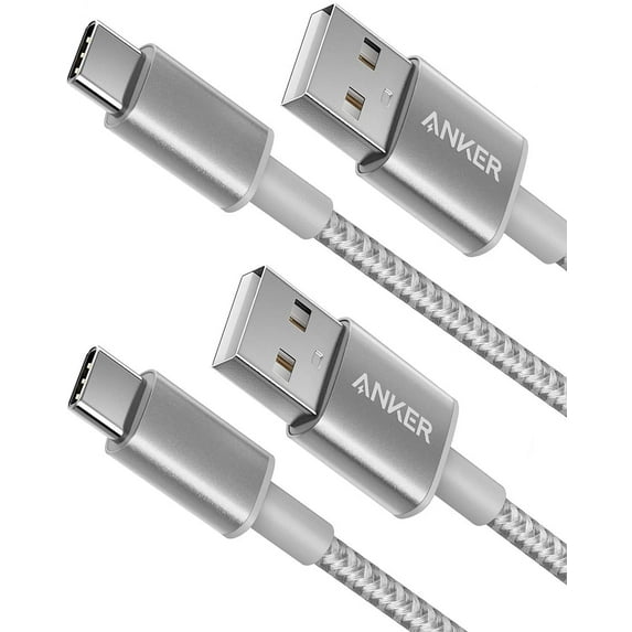USB Type C Cable, Anker [2-Pack 3ft] Premium Nylon USB-C to USB-A Fast Charging Type C Cable(Silver)