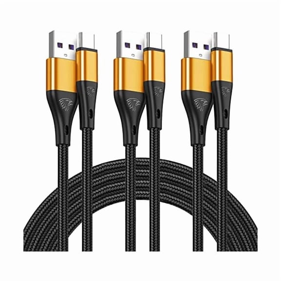 USB Type C Cable Fast Charging,3pack 10ft Premium Nylon Braided 3A Rapid Charger Quick Cord,Type C to A Cable Compatible for Samsung Galaxy S21 S20 S10 S9 S8 Plus,Note 20 10 9 8, LG V50 V40 G8Gold