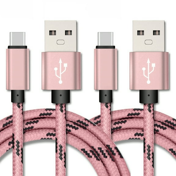 USB Type C Cable, USB A to USB C 3A Fast Charging (6ft 2-Pack) Braided Charge Cord Compatible with Samsung Galaxy S10 S9 S8 Plus, Note 9 8, A11 A20 A51, LG G6 G7 V30 V35, Moto Z2 Z3, USB C Charger