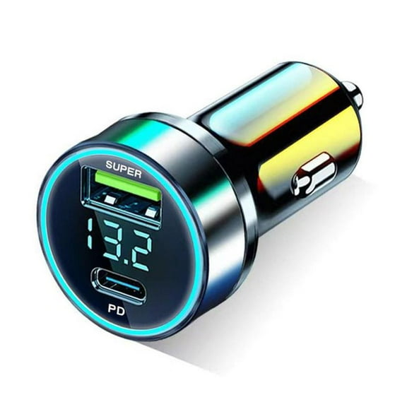 USB Type C Car Charger QC3.0 PD3.0 Mini Metal Dual USB Fast Charging Adapter