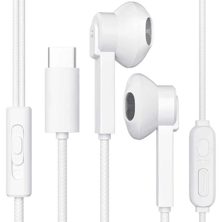 USB Type C Earbud Headphones, Wired in-Ear Stereo Noise Cancelling