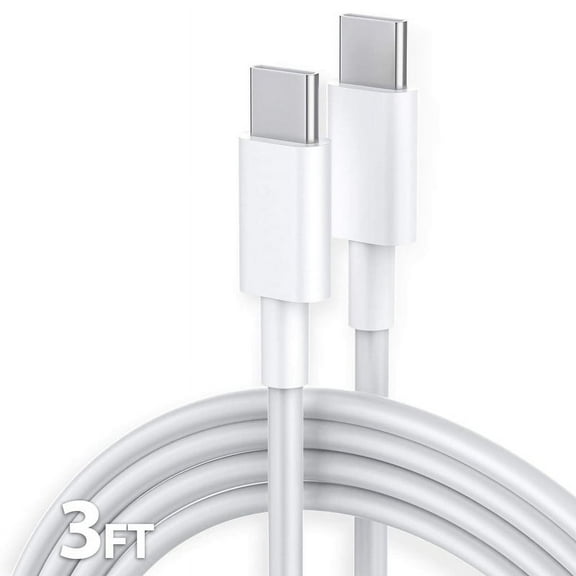 USB C to USB C Cable Fast Charger, 60W 3ft Type C Fast Charging Cord Compatible with iPhone 16 / 15 Pro Max Plus models, for Samsung Galaxy S24 S23 S22 Ultra Plus, iPad with USB-C, and more (White)