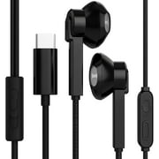 USB Type-C Headphones Wired in-Ear Earphones Remote Mic Earbuds 1 Pack, Black