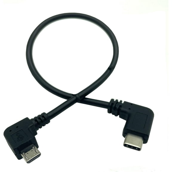 USB Type C to Micro USB Cable, 90 Degree USB-C Male to Micro USB Male Adapter Converter for MacBook Pro, Laptop, Android Devices(Only for Charging) (90 Degree Type C M/Micro M)