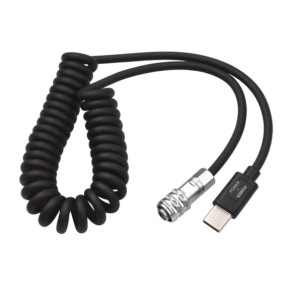 USB Type C Power Supply Cable with Led Light for BMPCC 4K 6K Camera Spring Wire