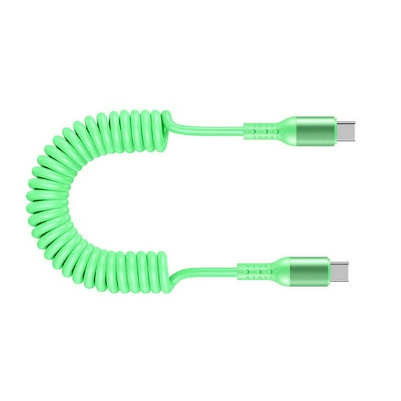 USB Type C Spring Coiled Cable Wire Double Male End Connectors Wire ...
