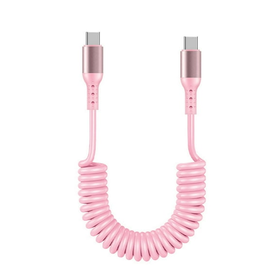 USB Type C Spring Coiled Cable Wire Double Male End Connectors Wire Phones Fast Charging Cord for Laptops Tablets