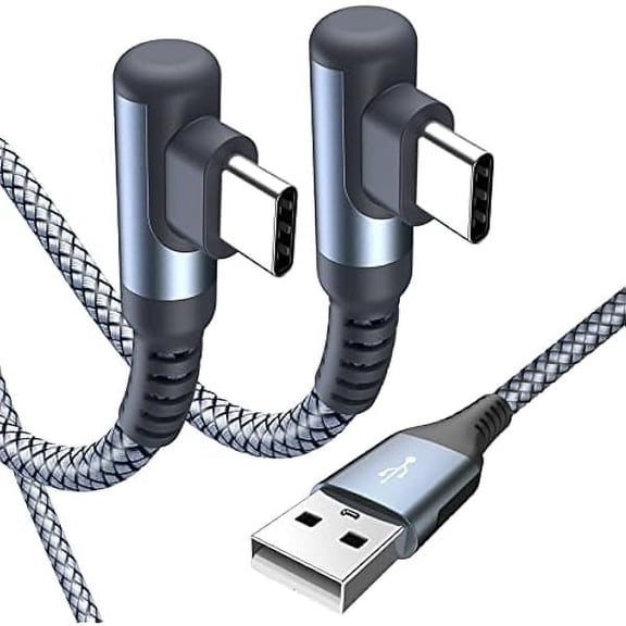 USB Type C iPhone 16 Pro Max Charger Cable Right Angle [2-Pack,6.6FT] 3.1A Fast Charging Cord for iPhone 16 15 Pro Max, Samsung Galaxy S25 S24 S23 S22 S21 S20 S10 A53 Note Flip Pixel LG Moto