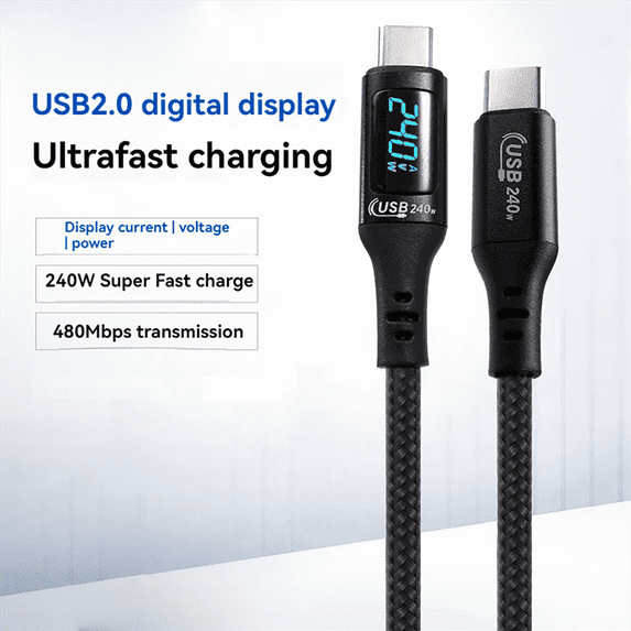 USB Type C to USB C Cable 240W PD 3.1 Fast Charging Charger USB2.0 480Mbps Type-C Digital Display Data Cable