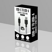 USB Type-a to C 10 feet Charging and Data Braided Cable for Android smartphone Sumsang Huawei Black