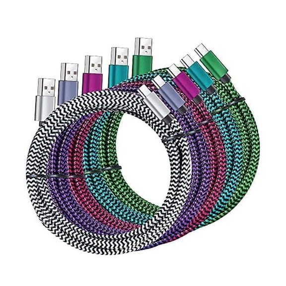 USB Type c Cable, 5 Pack (6FT) Nylon Braided USB C Cables 3A Fast Charging Charger for Samsung Galaxy S9/S8 Note8/9 20 10 S21 S20 S10 Plus C Cord