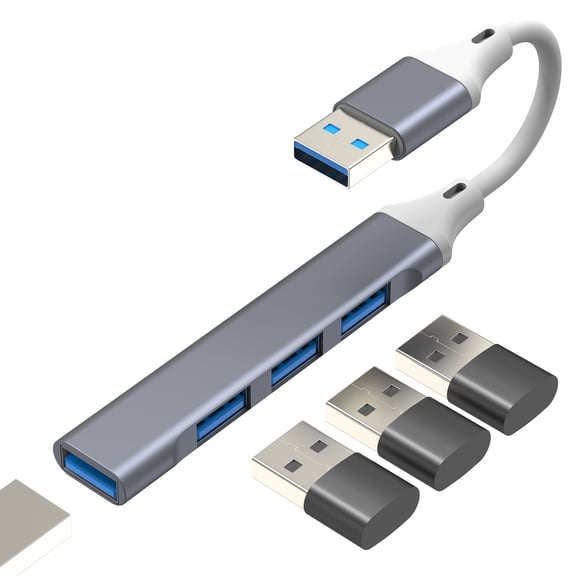 USB to USB-A HUB(4 in 1)OTG 3.0 Cable Jack 4 Port Adapter Multiport Splitter Laptop PC MacBook Dongle Computer Docking Station Extension Data Transfer Card Reader Connector Mouse Keyboard Accessories