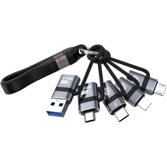 USB A to USB C 3.0 OTG Adapter, USB C to Micro Converter, IP to Type-C Converter, and Type-C to USB A OTG 3.0 Adapter (6 Pieces), Supporting Fast Charging and Data Transfer