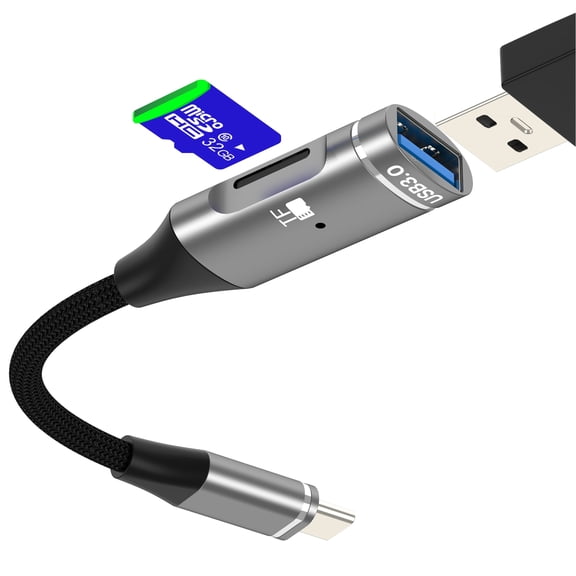 USB A to USB C Adapter(2in1)Micro SD Card Reader for IPhone 17 16 15 Pro Max Camera Memory Stick for IPad Macbook Type C Compatible with Samsung S26 S25 S24 S23 S22 Accessories Cable Android Mac