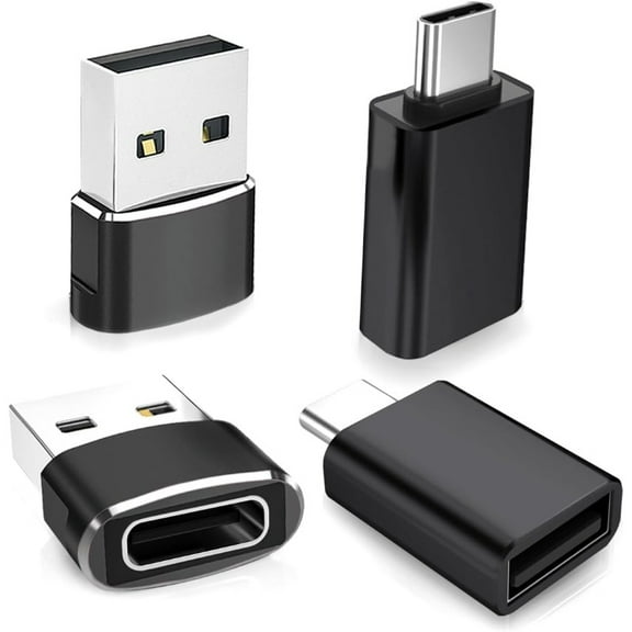 USB To USB C Adapter with C Male To 3.0 Female Charger 4 Pack, Thunderbolt 4 OTG Converter for MacBook, IPhone 15 14 13 Plus Pro Max Mini, Samsung Galaxy AI S24 S23 22 Ultra, IPad Air, AirPods, 16