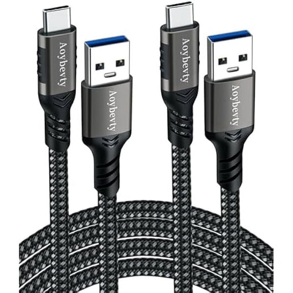 USB A to USB C Cable 2-Pack 3.3ft, USB 3.1/3.2 Gen 2 Data Transfer and 60W 3A Fast Charging Cable for Android Auto Samsung Galaxy S23/S22/S21/S10 iPad External SSD Other USB to Type C Device