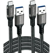 USB A to USB C Cable 2-Pack 3.3ft, USB 3.1/3.2 Gen 2 Data Transfer and 60W 3A Fast Charging Cable for Android Auto Samsung Galaxy S23/S22/S21/S10 iPad External SSD Other USB to Type C Device